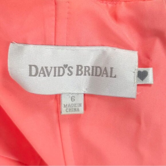 DAVID’S‎ BRIDAL One Shoulder Ruffle Ruched Faux Wrap Chiffon Sheer Dress Size 6 - Picture 3 of 12